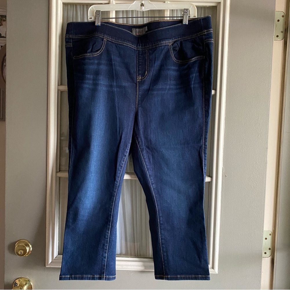 Torrid Dark Blue Crop Lean Skinny High Rise Jeans